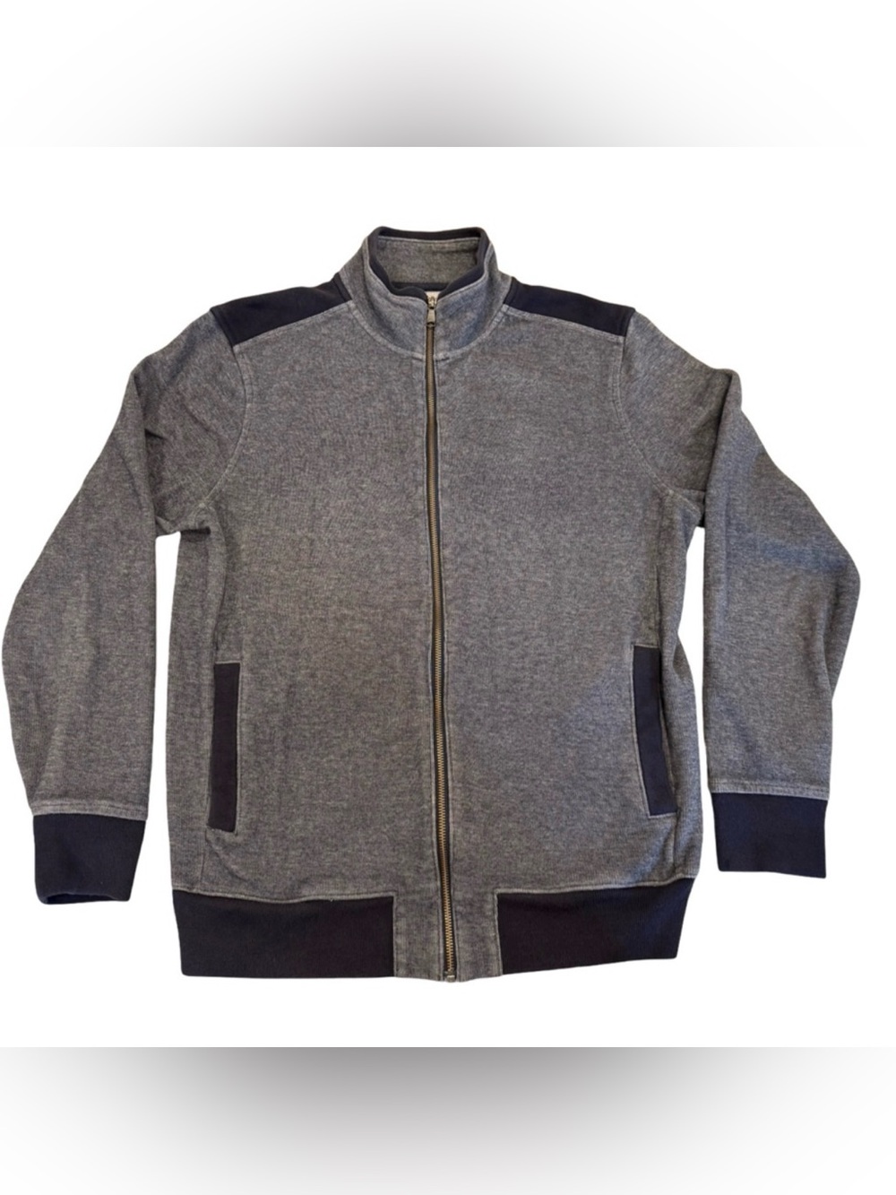 Banana Republic Men's sweatshirt ribbed full zip up Large | Blue